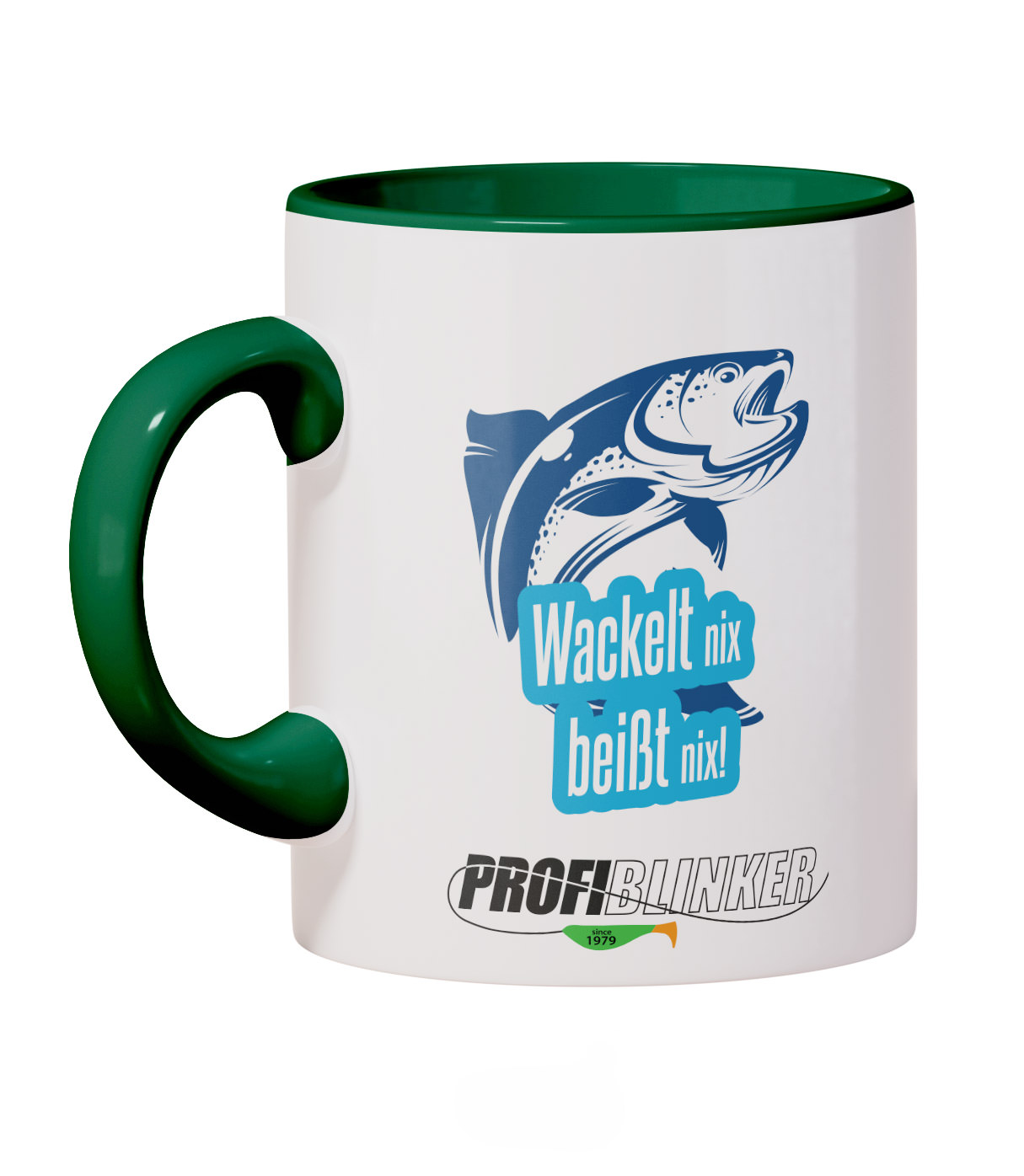 ProfiBlinker Kaffeepott Keramik dunkelgrün - Motiv ''Wackelt nix beißt nix'' 