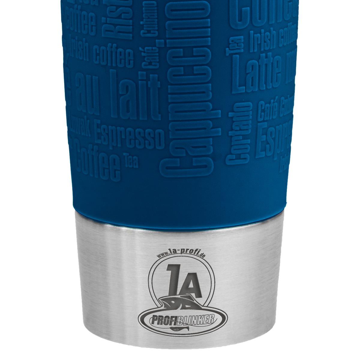 ProfiBlinker Thermobecher Emsa Travel Mug 360ml blau mit Gravur Motiv ''Die Schnur muss nass sein!''