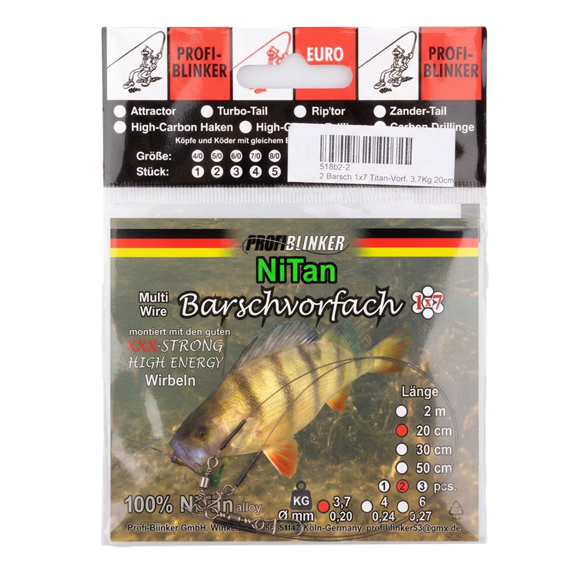 ProfiBlinker 1x7 NiTan Barschvorfach / 20 cm / Tragkraft 3,7 kg / 2er Pack 