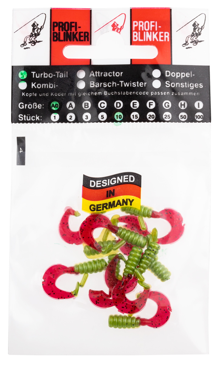 ProfiBlinker Turbotail Größe A/0 3cm Raubfisch-Grün / 10er Pack 