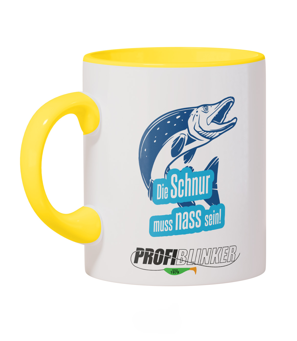ProfiBlinker Kaffeepott Keramik gelb - Motiv ''Die Schnur muss nass sein'' 