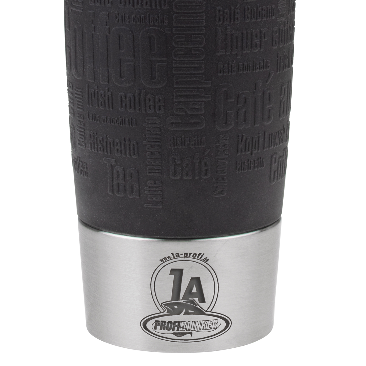 ProfiBlinker Thermobecher Emsa Travel Mug 360ml schwarz mit Gravur Motiv ''Die Schnur muss nass sein!''