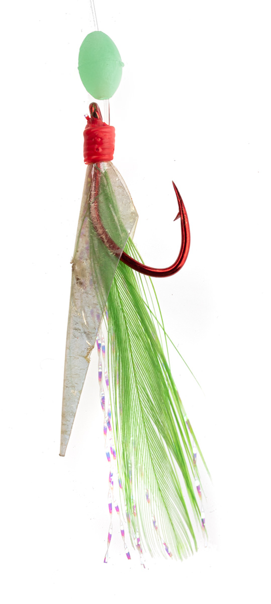 ProfiBlinker Gamefish-Paternoster mit XX-Strong High Energy Wirbel / Grüne Feder / Größe 8/0 / 2er Pack