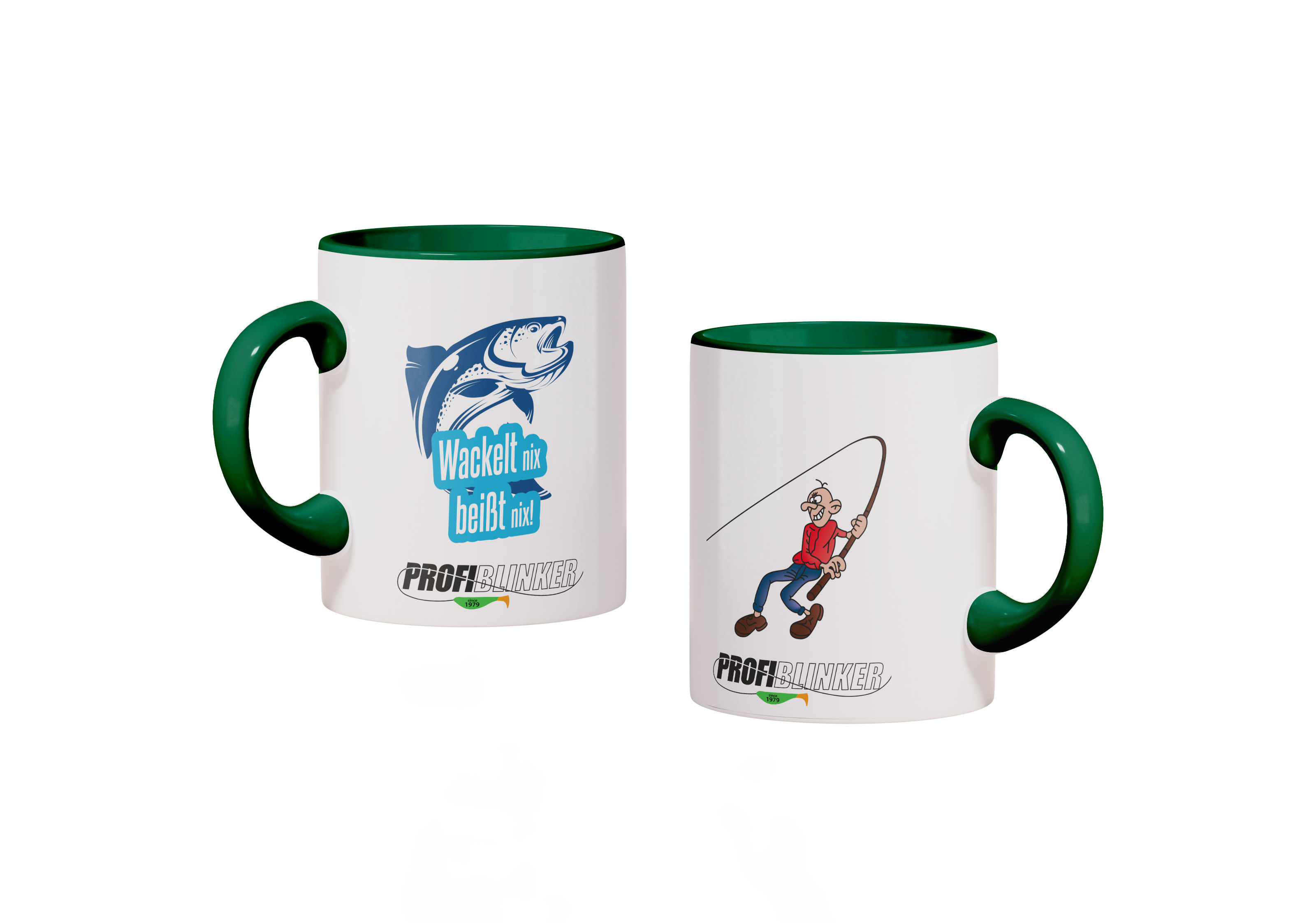 ProfiBlinker Kaffeepott Keramik dunkelgrün - Motiv ''Wackelt nix beißt nix'' 