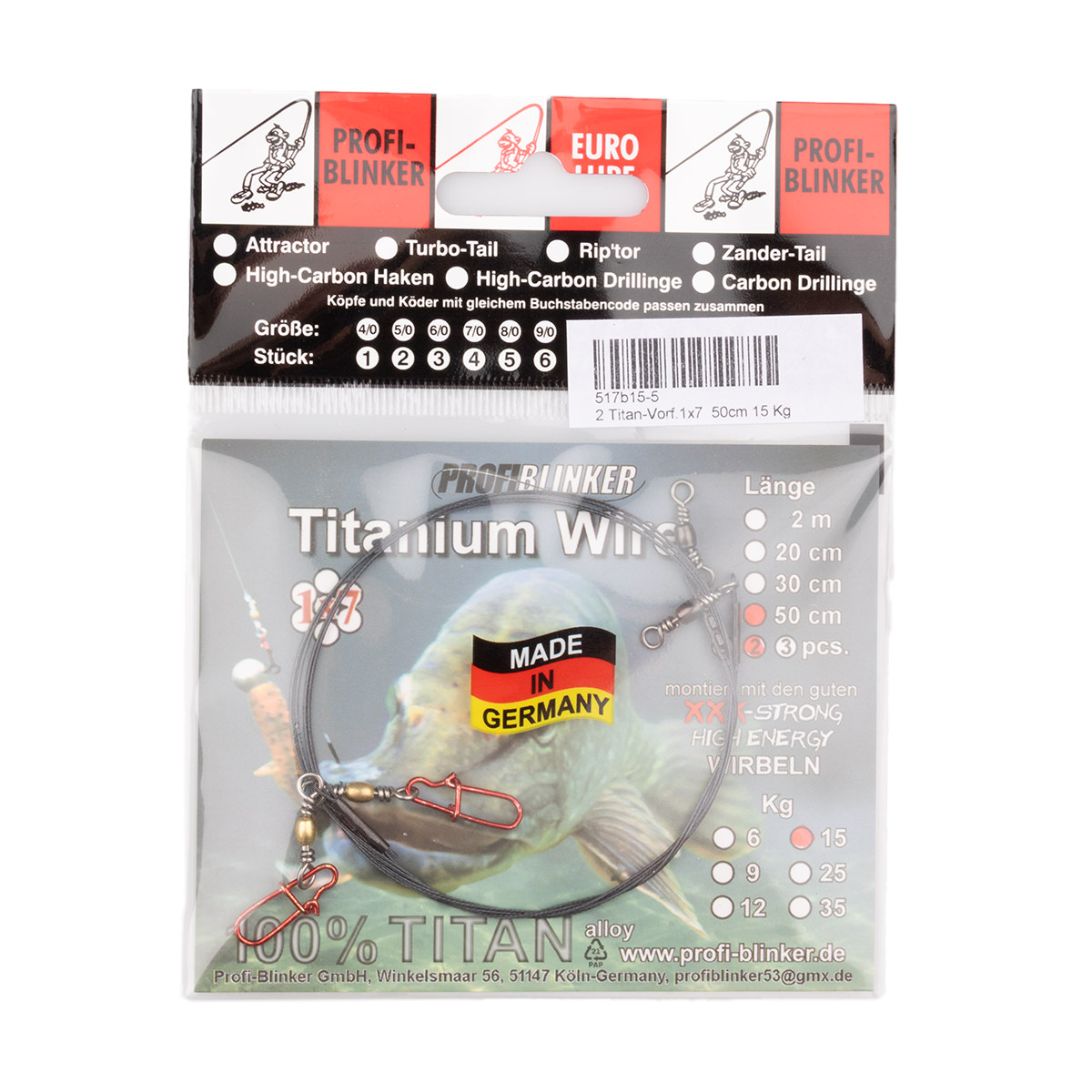 ProfiBlinker Titan-Vorfach 1x7 / 50 cm / Tragkraft 15 kg / 2 Stück 