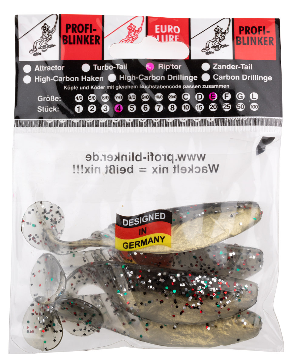 ProfiBlinker Riptor Größe E 10cm Perl / Perlmutt-Weiß / Gold-Metallisierend / 4er Pack 