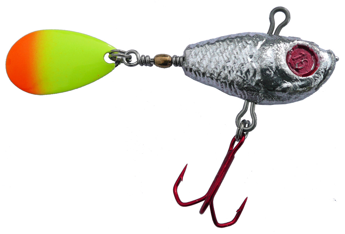 ProfiBlinker Spinner-Jig das Multitalent in Silber mit Fluogelb-Rot Blatt / 75g / 1 Stück 