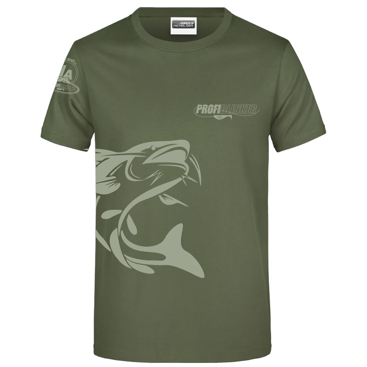 ProfiBlinker Tshirt olive Motiv Wels Größe 5XL  ProfiBlinker Tshirt olive Motiv Wels Größe 5XL