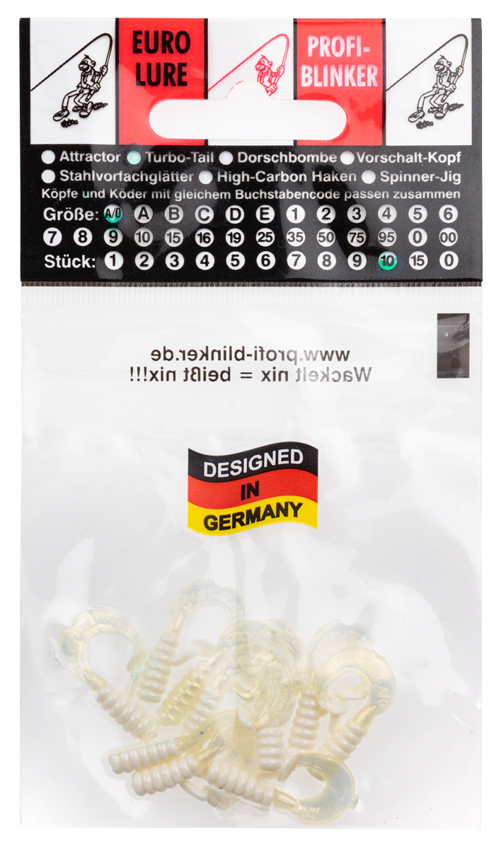 ProfiBlinker Turbotail Größe A/0 3cm Weiß / Grell-Weiß / 10er Pack 