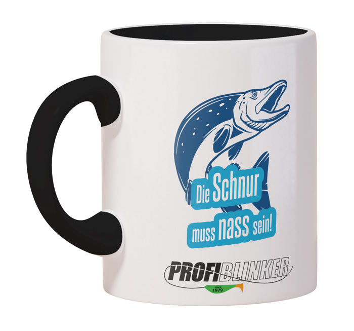 ProfiBlinker Kaffeepott Keramik schwarz - Motiv ''Die Schnur muss nass sein''  ProfiBlinker Kaffeepott Keramik schwarz - Motiv ''Die Schnur muss nass sein''