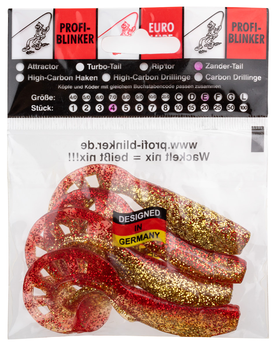 ProfiBlinker Zandertail Größe E 11,5cm Rot-Metallic / 4er Pack 