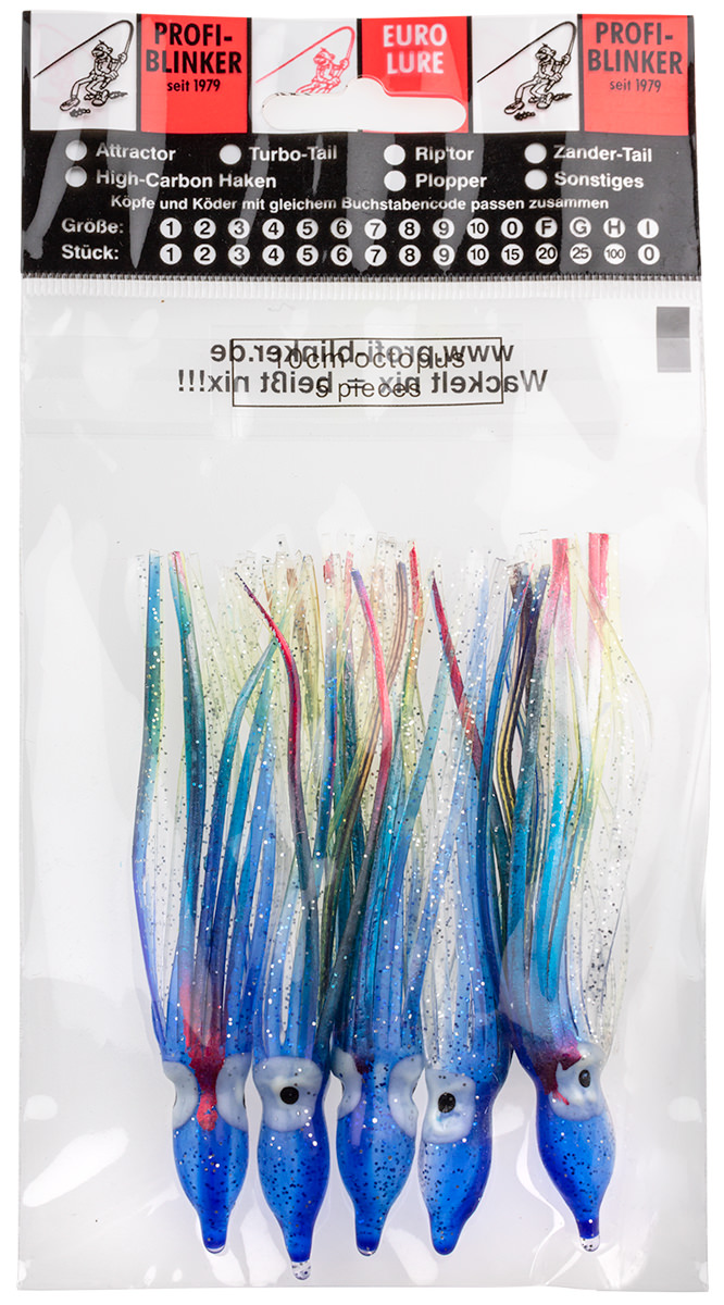 ProfiBlinker Octopus Größe 10cm laser-blau / 5er Pack 