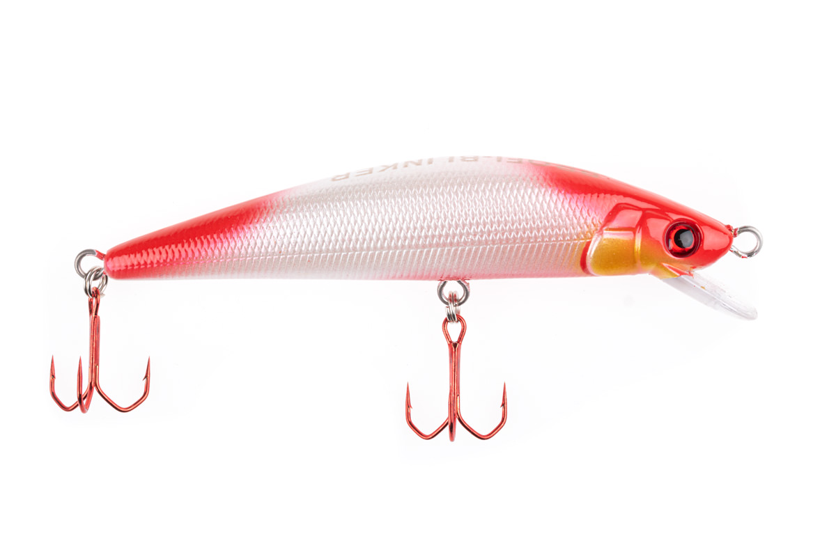 ProfiBlinker Go Up Wobbler (Flachläufer) Weiß-Rot / Größe 11cm mit 2 Drillingen