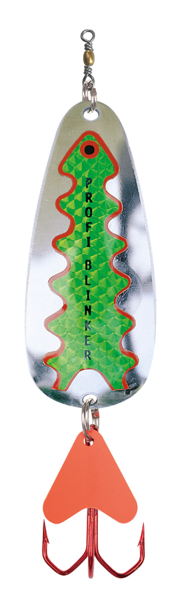 Profiblinker Der Profi-Blinker mit High-Carbon Drilling Silber mit Reflex-Folie / Grün-Metallic-Dekor /Größe A / 5g / 35mm