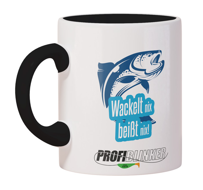 ProfiBlinker Kaffeepott Keramik schwarz - Motiv ''Wackelt nix beißt nix'' 