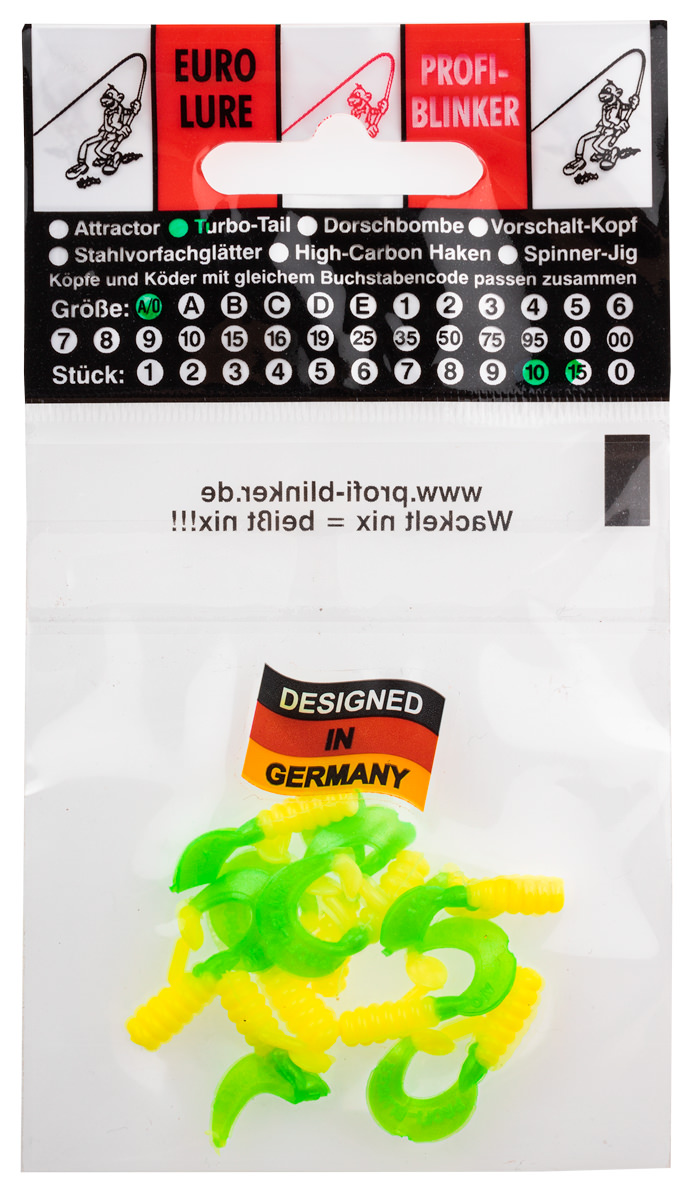 ProfiBlinker Turbotail Größe A/0 3cm Feuer-Gelb / Neon-Gelb / Fluo-Grün / 10er Pack 