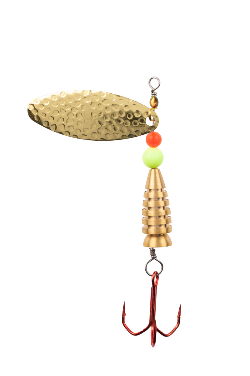 ProfiBlinker Anti-Drall Prollex Weitwurf Spinner Oval / Gold-Gehämmert / Größe 2 / 7g / mit XXX-Strong High Energy Wirbel / 1 Stück