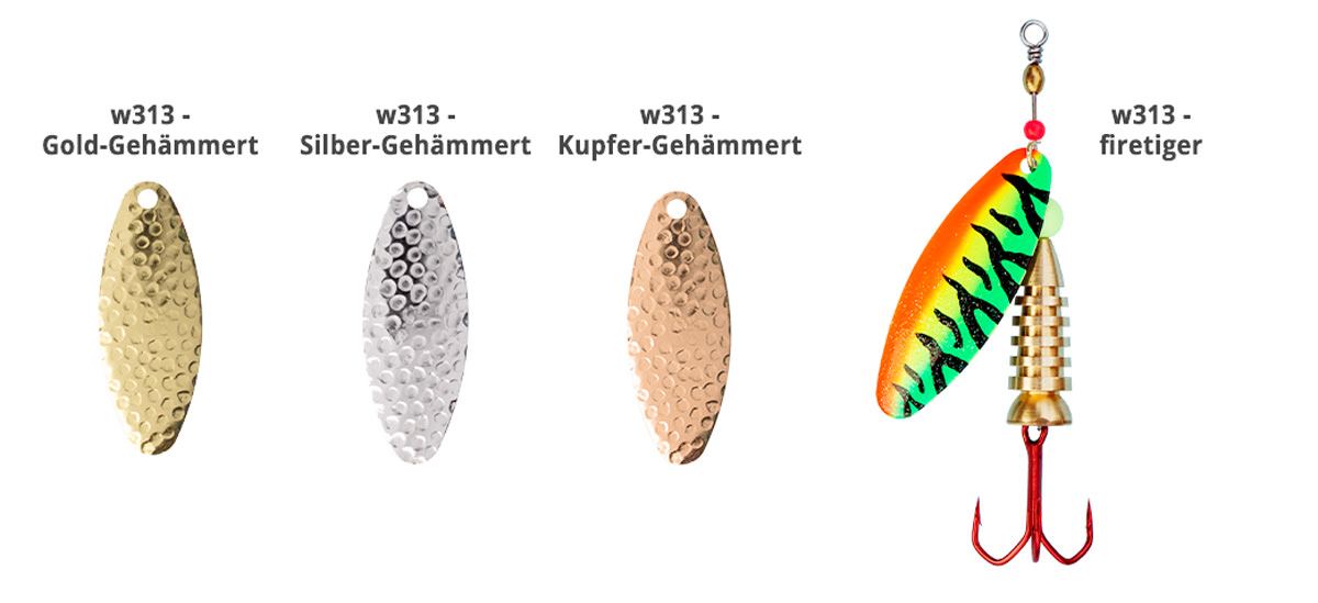 ProfiBlinker Anti-Drall Prollex Weitwurf Spinner Oval / Kupfer-Gehämmert / Größe 3 / 8g / mit XXX-Strong High Energy Wirbel / 1 Stück