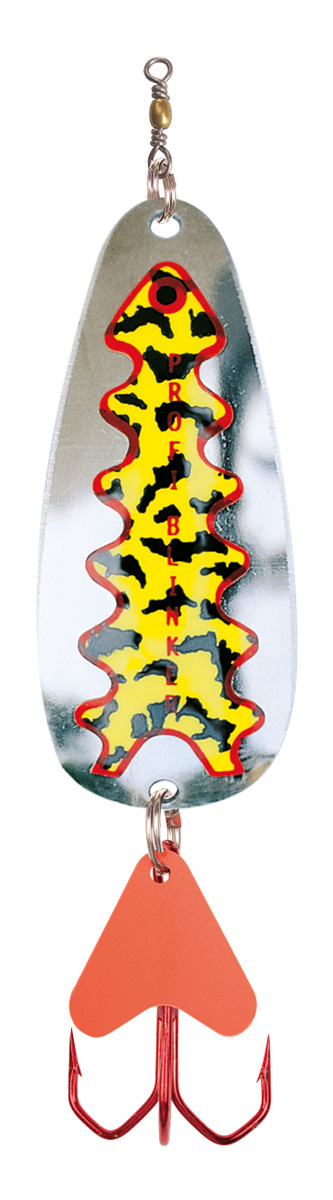 Profiblinker Der Profi-Blinker mit High-Carbon Drilling Silber mit Reflex-Folie / Gelb-Getigert-Dekor / Größe A / 5g / 35mm