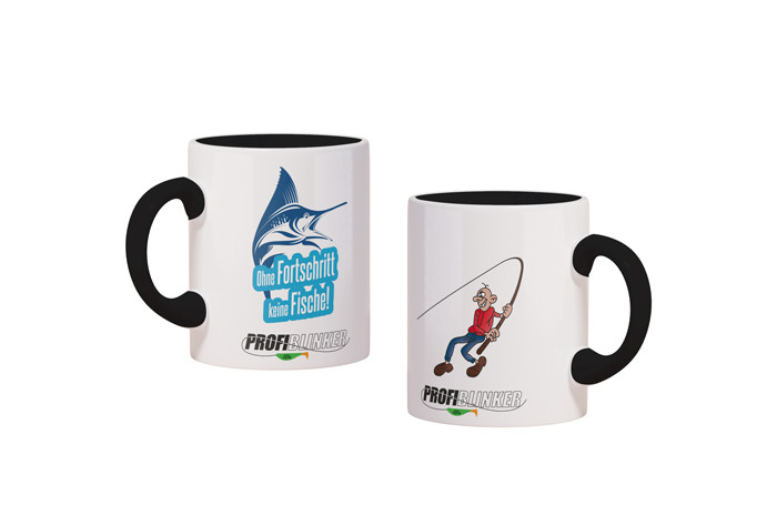 ProfiBlinker Kaffeepott Keramik schwarz - Motiv ''Ohne Fortschritt keine Fische'' 