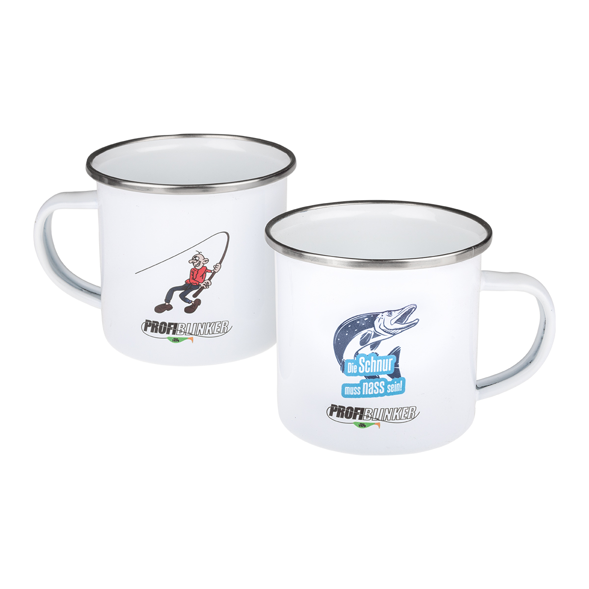 ProfiBlinker Kaffeepott Emaille weiß - Motiv "Die Schnur muss nass sein" 
