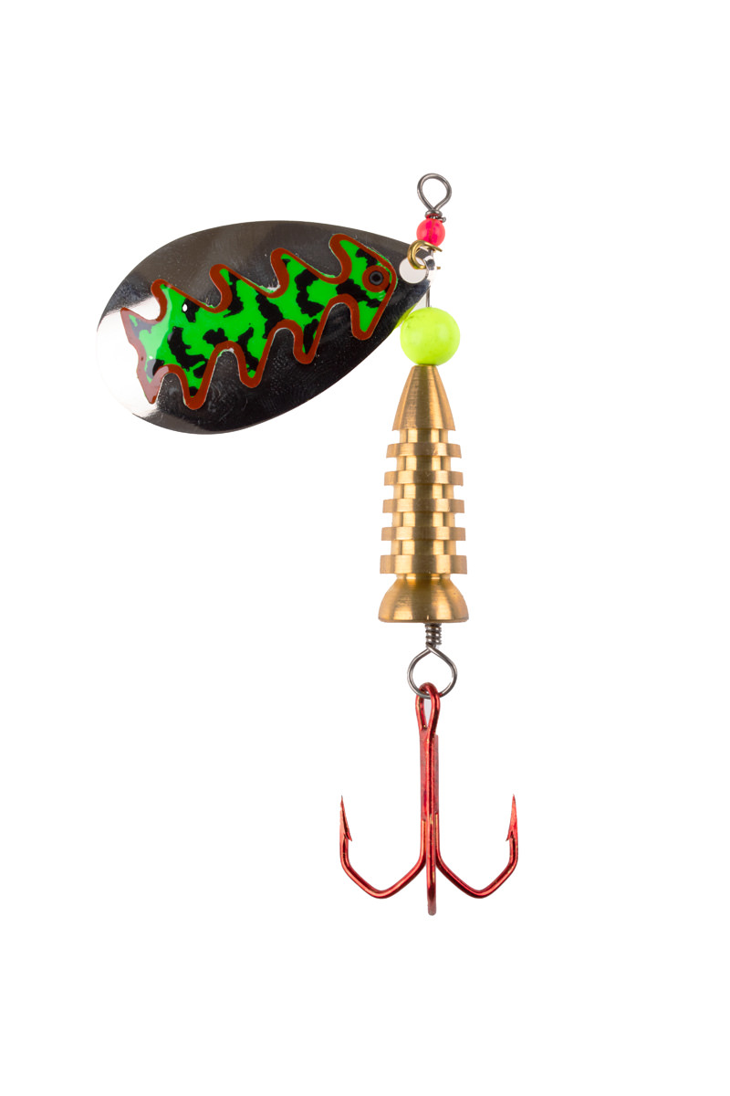 ProfiBlinker Prollex Weitwurf Spinner Tropfen / Silber mit Fluogrün-Getigert-Dekor / Größe 3 / 7g 