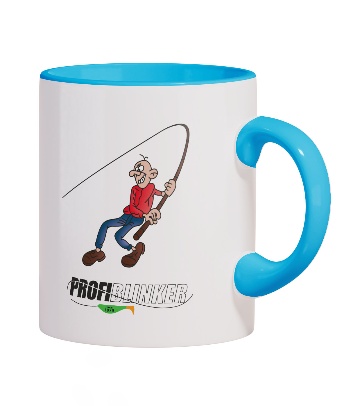 ProfiBlinker Kaffeepott Keramik hellblau - Motiv ''Wackelt nix beißt nix''  ProfiBlinker Kaffeepott Keramik hellblau - Motiv ''Wackelt nix beißt nix''