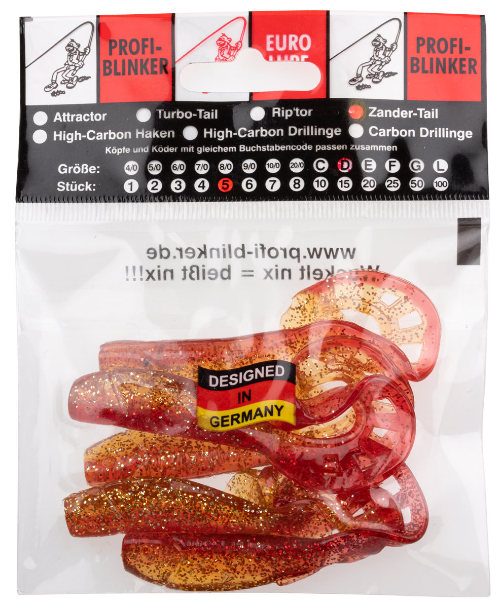 ProfiBlinker Zandertail Größe D 10cm Rot-Metallic / 5er Pack  ProfiBlinker Zandertail Größe D 10cm Rot-Metallic / 5er Pack